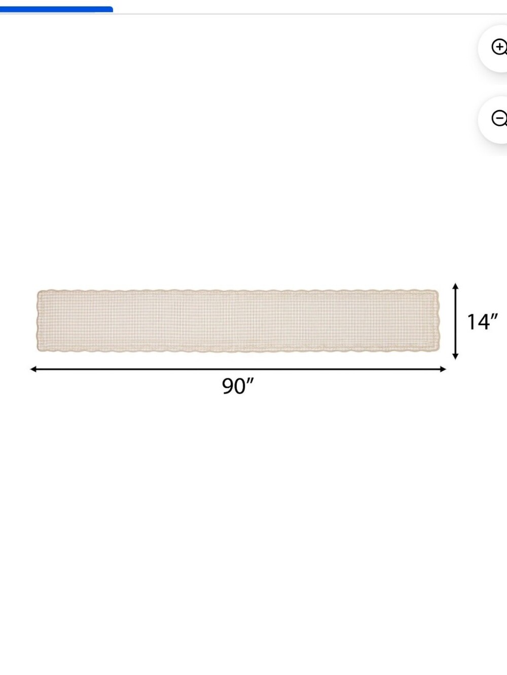 ❤️ New Pioneer Woman Mini Beige Gingham Table Runner with Scalloped Edge - Picture 2 of 7